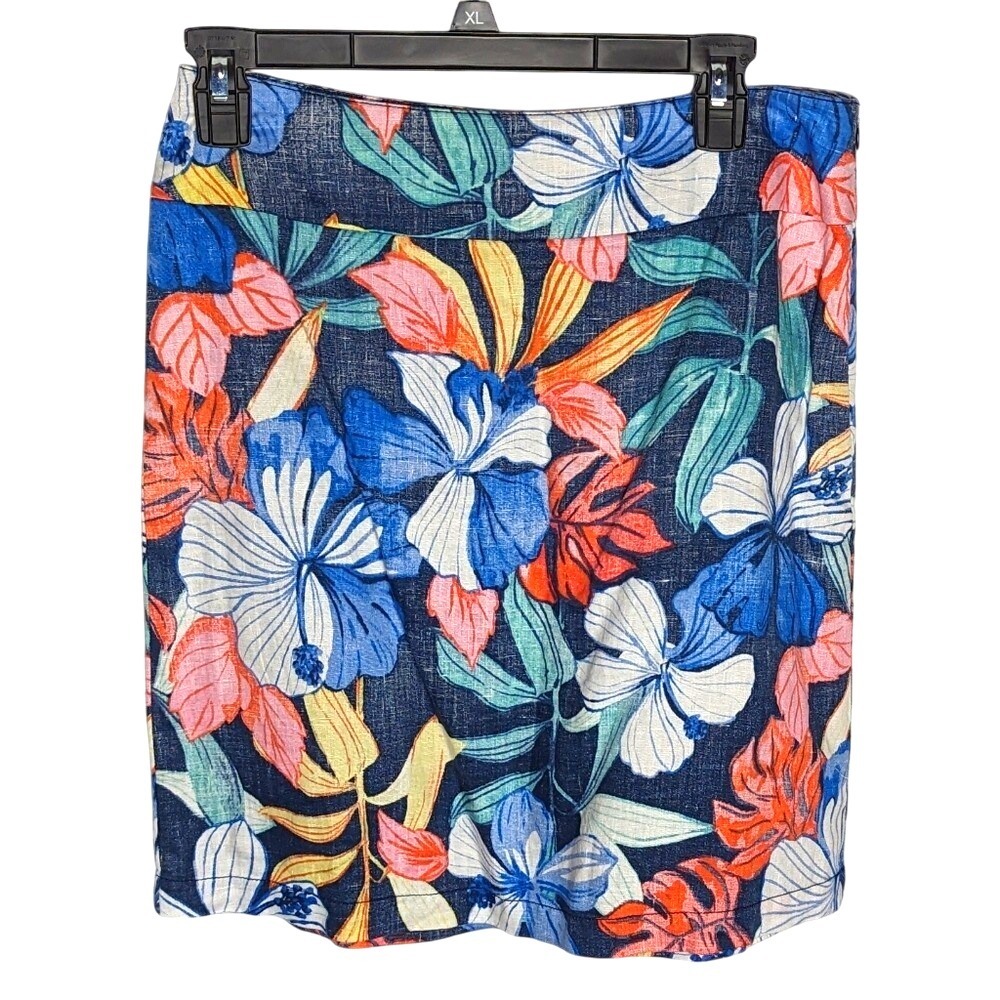 Tommy Bahama Linen Skirt Tropic Floral Print NWT Vacation Resort Coastal‎